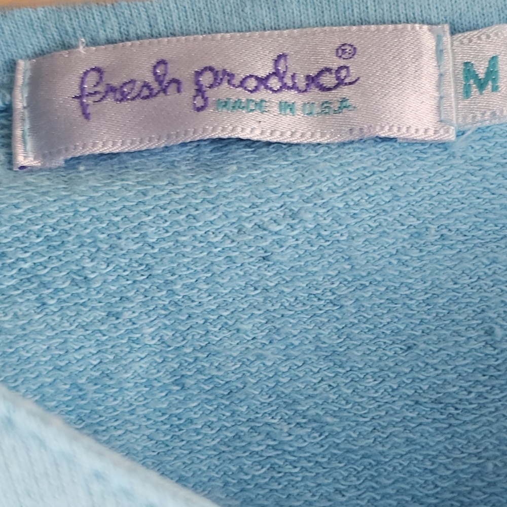 Vintage Fresh Produce Long Sleeve Graphic Blue Vibrant Fish Shirt Sz M Made USA - Picture 6 of 9